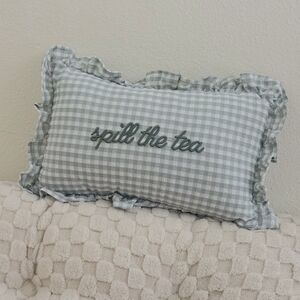 Spill the Tea Green Ruffle Pillow